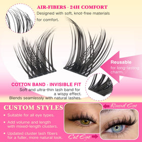 FanXiton wispy lash clusters in 12mm length for soft definition