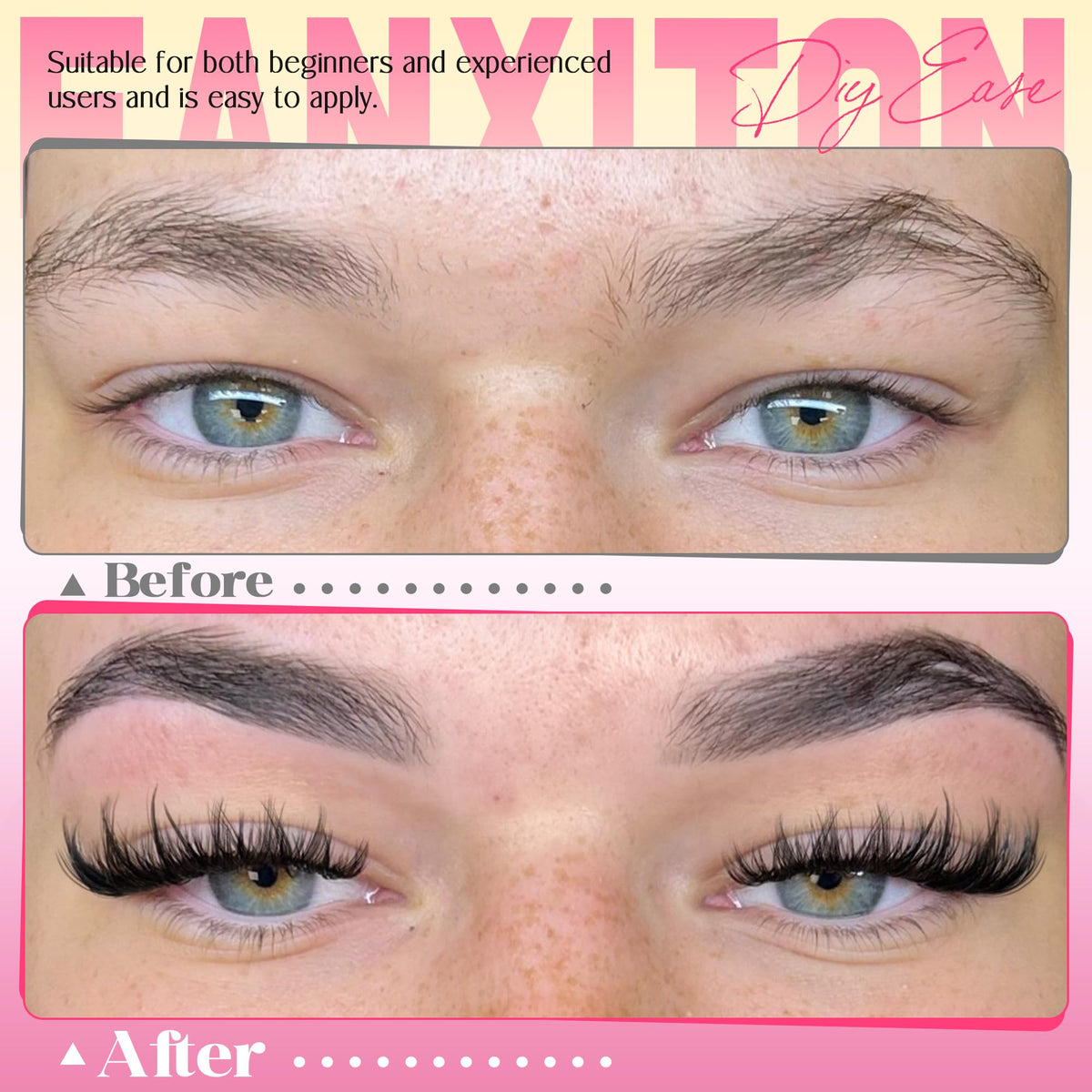 FanXiton wispy lash clusters in 14mm length for gentle volume