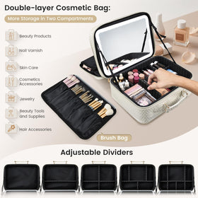 Faquenc makeup bag LED mirror angles 30 50 72 for comfortable viewing