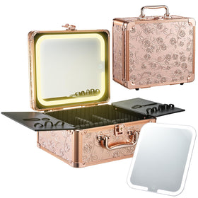 Faquenc makeup case with magnetic vanity mirror for on-the-go grooming.