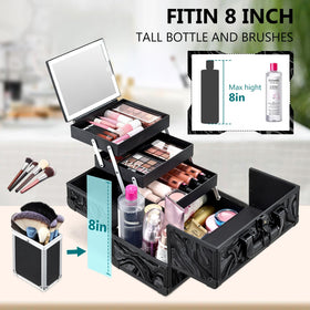 Faquenc makeup case with detachable brush holder keeps brushes organized during travel.