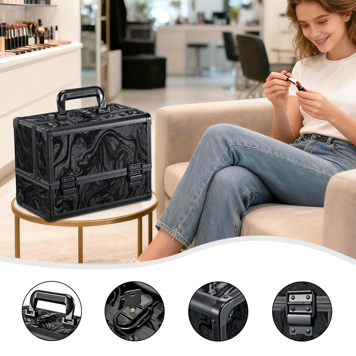 Faquenc 11.6-inch by 9-inch makeup case is lightweight and travel-friendly.