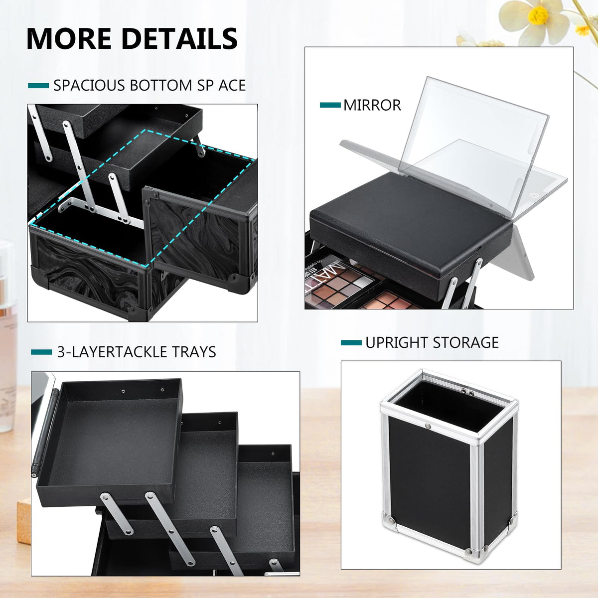 Faquenc case secure latch enhances protection for cosmetics while commuting.