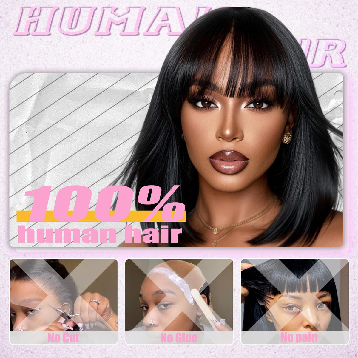Farblick 10-inch straight wig ideal for casual or office looks
