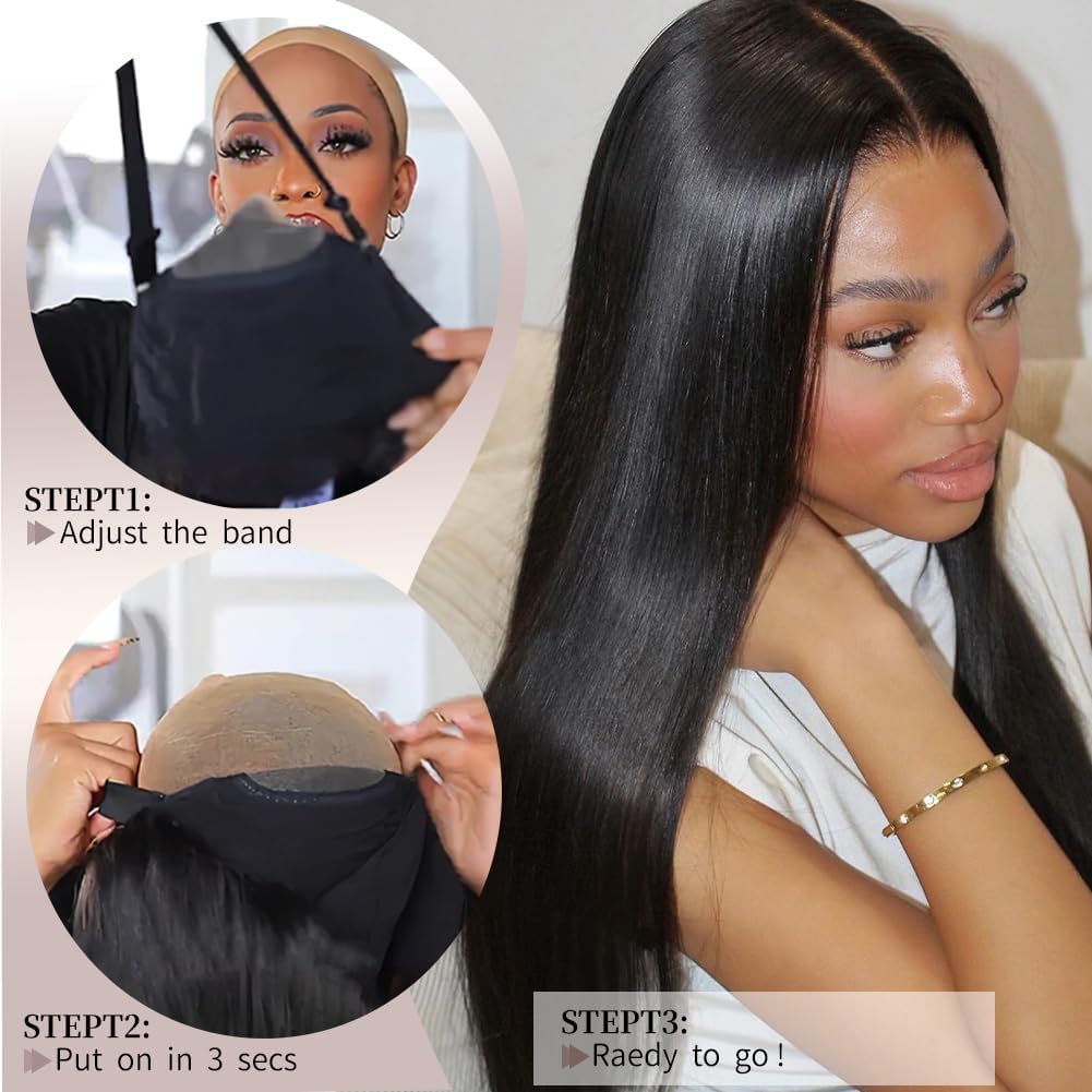 Farblick 24-inch glueless wig in natural black delivers long, flowing style.