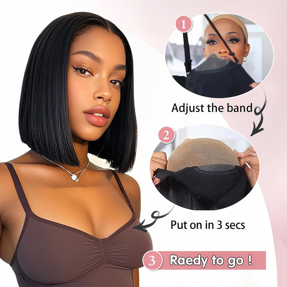 Farblick Bob Wig 180% density offers balanced fullness.