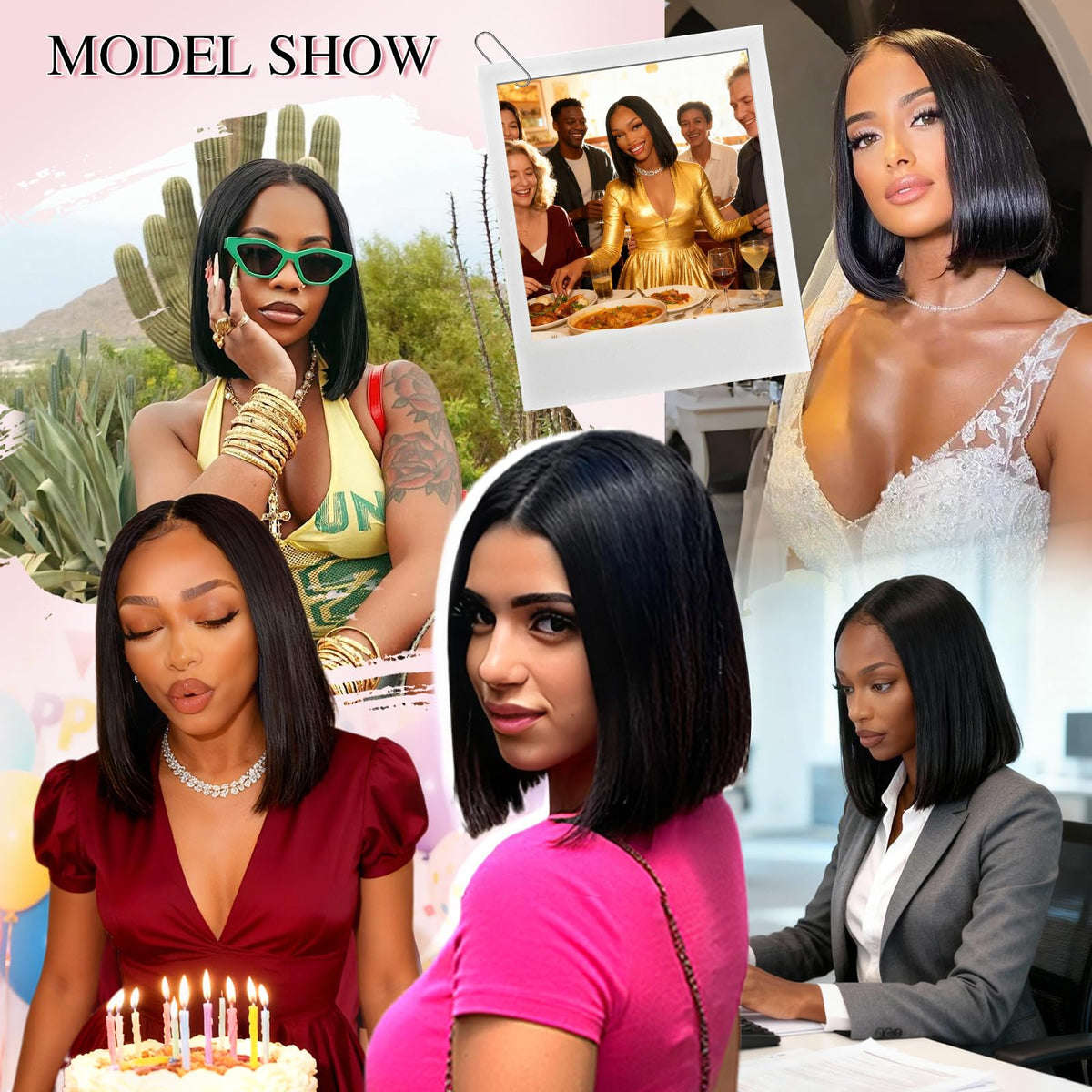 Farblick Bob Wig ready to wear in seconds with glueless design.