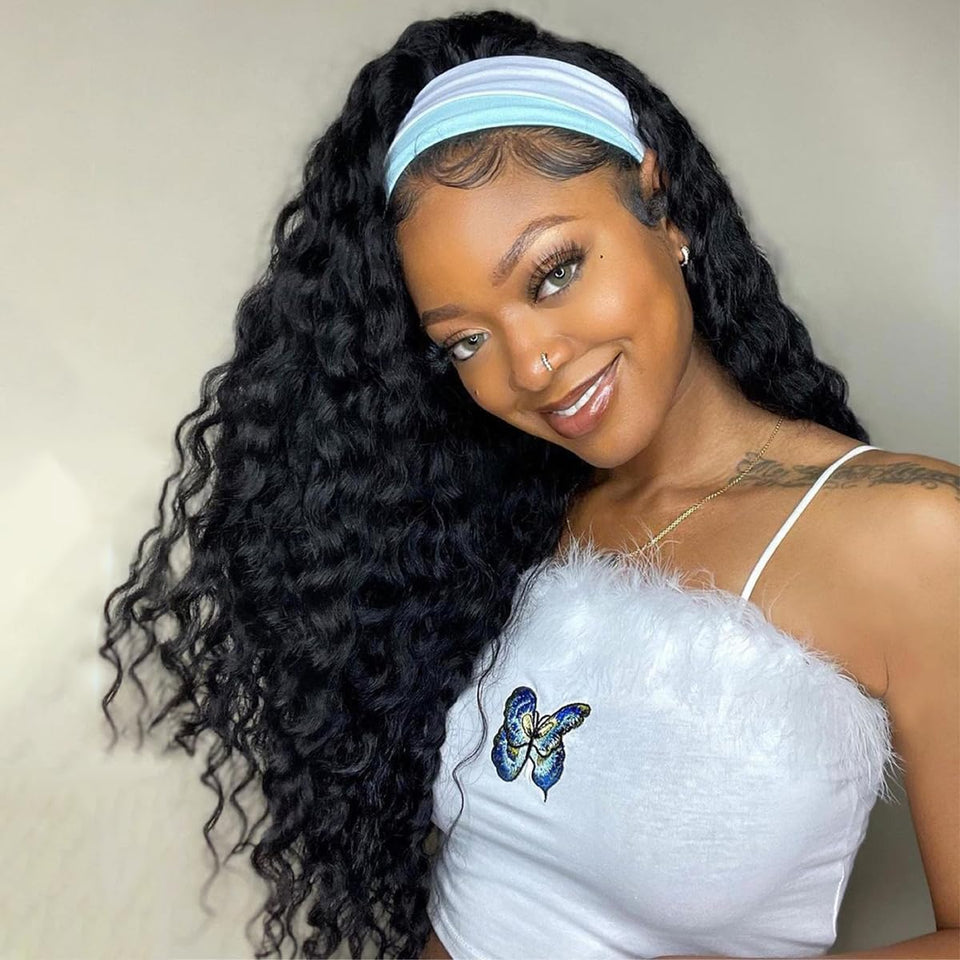Fardoen 200 Density Headband Wig front view shows natural hairline.