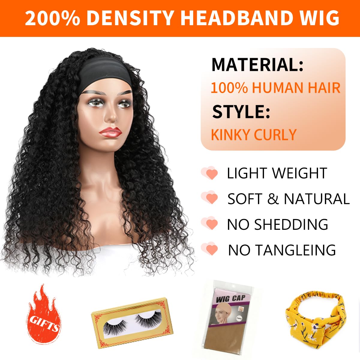 Fardoen headband wig side view highlights secure, comfortable wear.