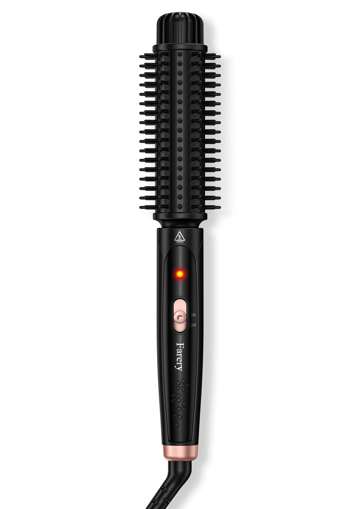 Farery anti-scald bristles enable close-root styling and smooth curls.