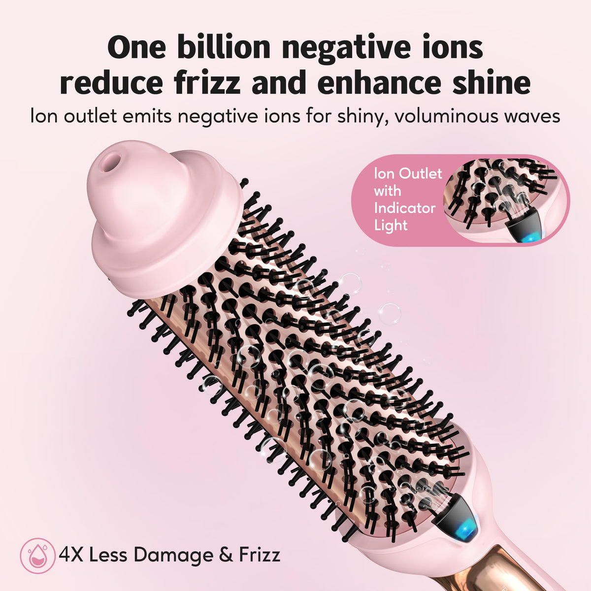 Farery ionic technology with tourmaline ceramic barrel reduces frizz and enhances shine.