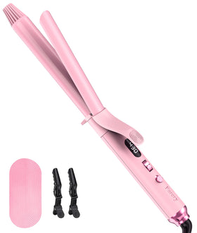 FARERY long-barrel curling iron 1-inch pink finish for fast, lasting curls