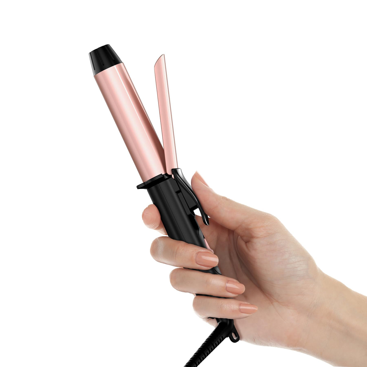 FARERY mini curling iron with 1 inch barrel for fast, voluminous curls.