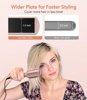 Farery mini flat iron rapid-heat 15sec for faster mornings.