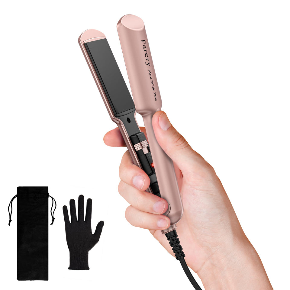 Farery mini flat iron with short-hair plates for quick, sleek styling.