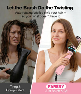 Farery rotating hot air brush with 2-inch round brush for smoothing longer hair