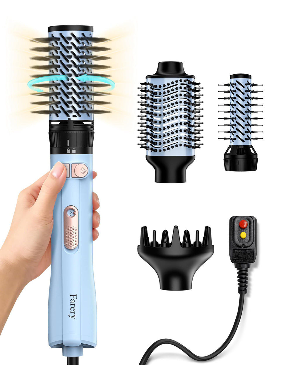 Farery rotating round brush 1-5in adds volume to flat hair