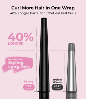 Farery wand's narrow tip yields defined curls for sleek looks.