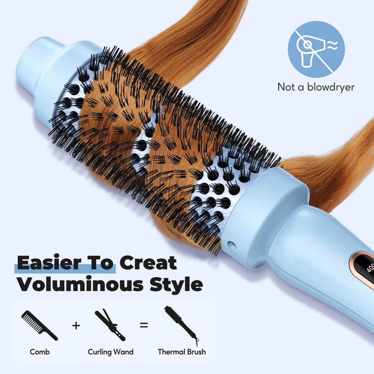 Dual voltage travel-ready Farery brush for styling worldwide.