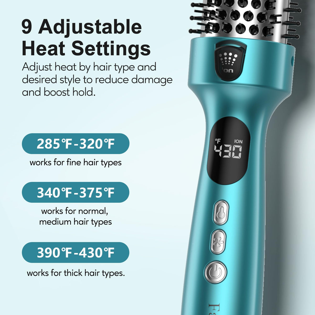Farery Thermal Brush dual voltage enables worldwide travel-friendly styling.
