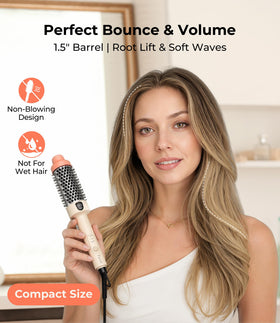 Tourmaline ceramic ionic barrel smooths hair and reduces frizz.