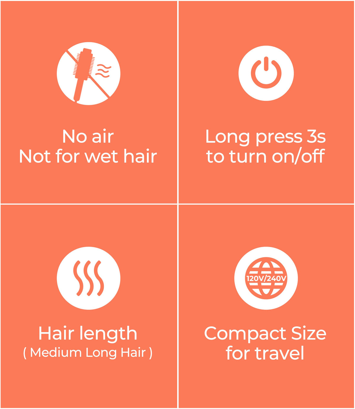 Four styling options with the 1.5-inch barrel for volume and curls.