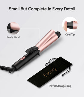 FARERY tourmaline ceramic barrel for smooth, shiny results.