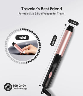 FARERY travel curler in compact size fits in small bags.