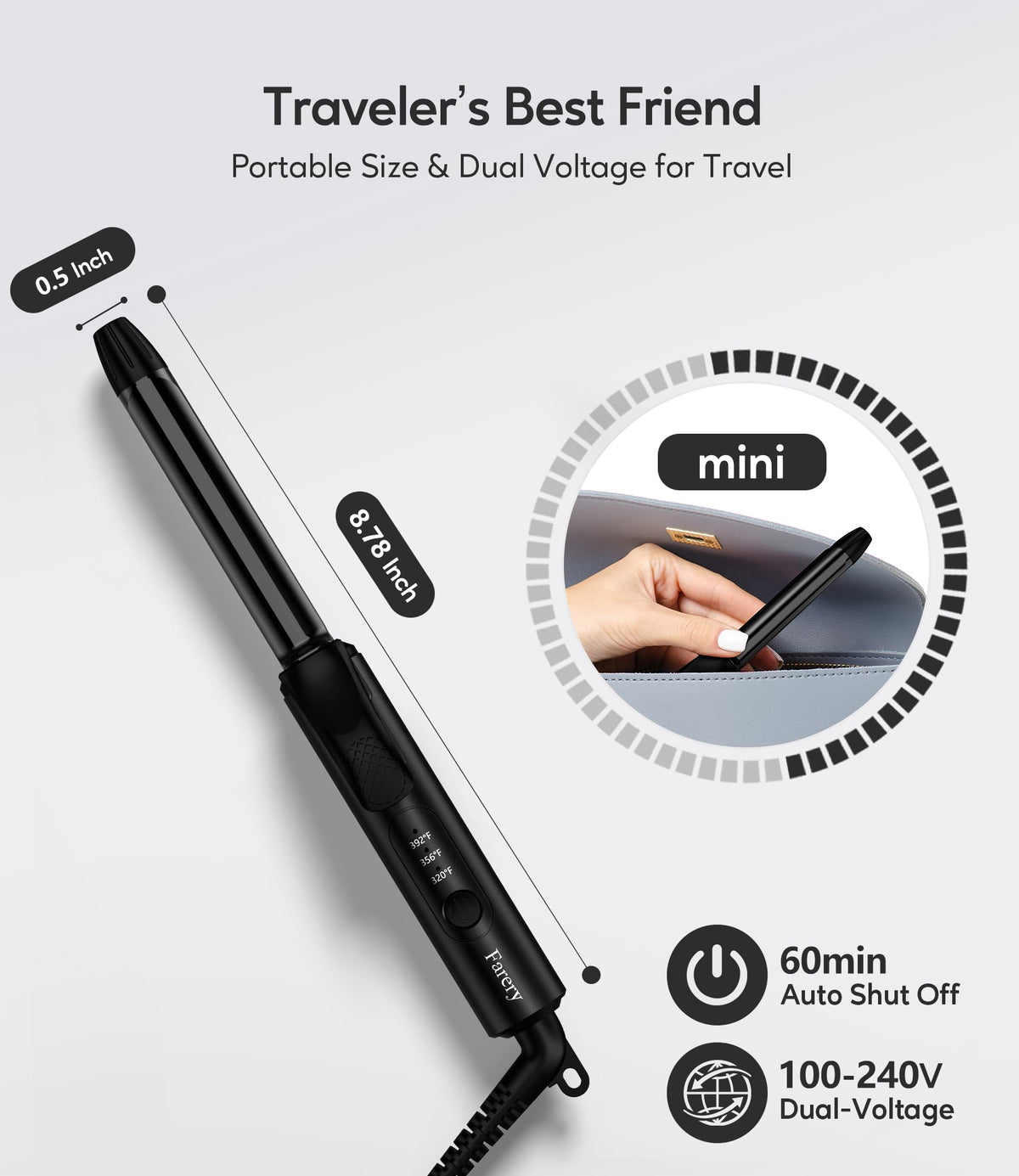FARERY dual-voltage travel iron ready for international use