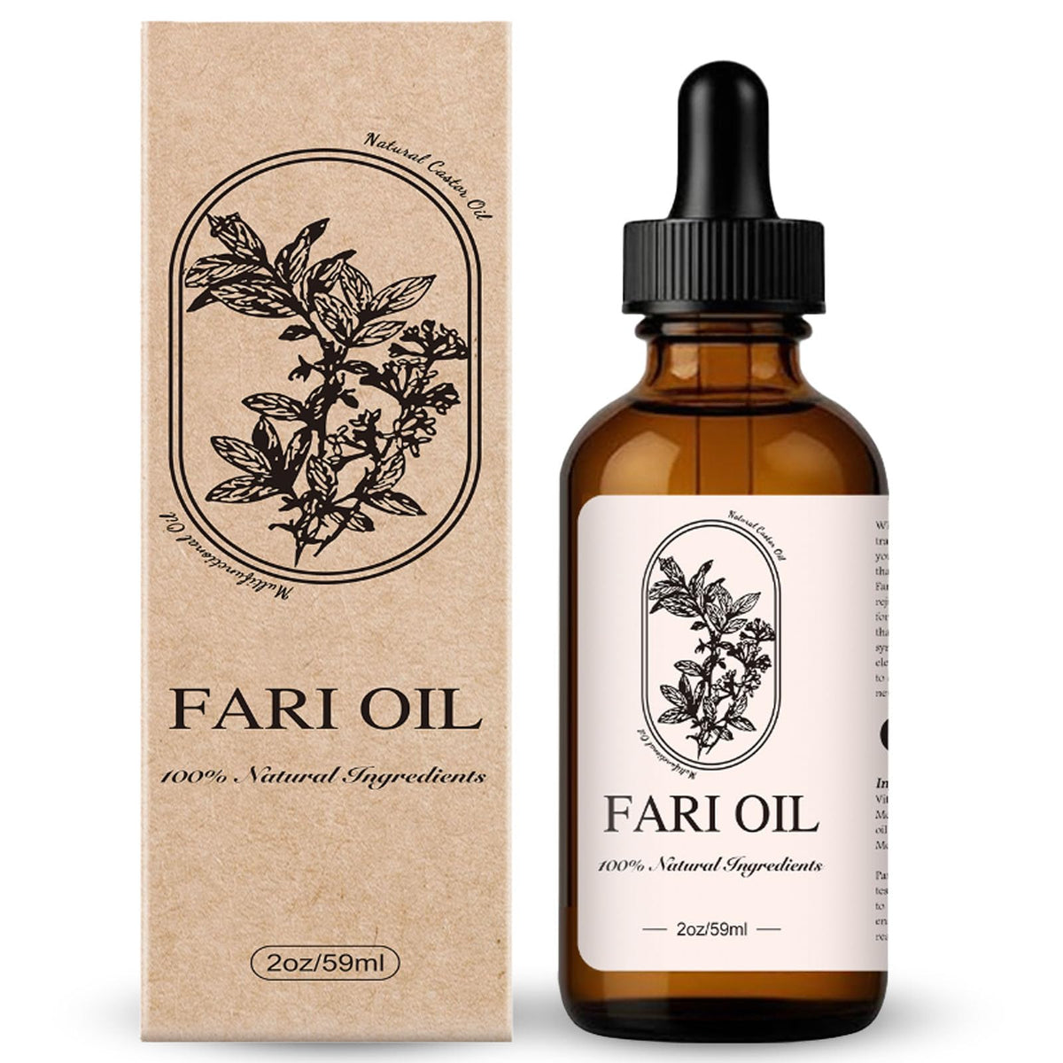 Fari Oil Hair Growth Oil bottle showing botanical formula for daily scalp nourishment