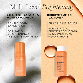 Farmacy Bright On AHA foam application on clean skin before moisturizer.