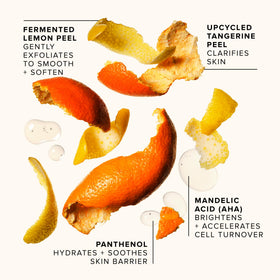 Farmacy Bright On AHA uses upcycled tangerine peel for gentle smoothing.