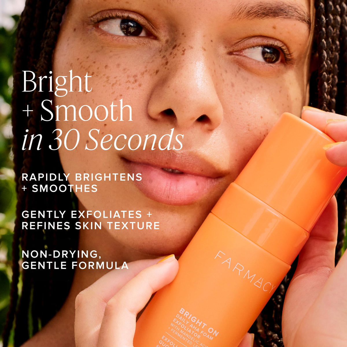 Farmacy Bright On AHA formula delivers hydration with panthenol.