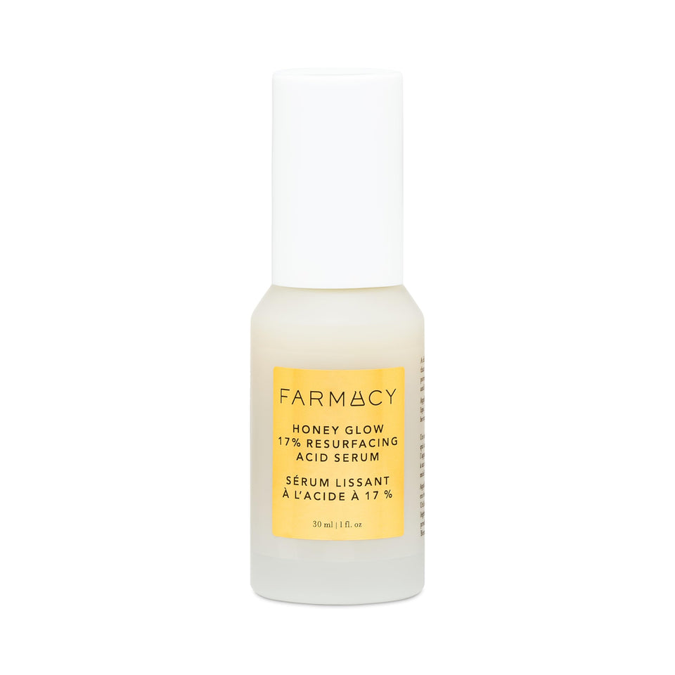 Farmacy Honey Glow serum bottle ready for a nighttime glow routine
