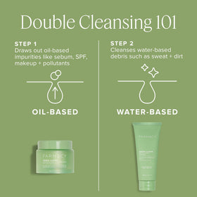 Farmacy Gentle Double Cleanse Creamy Cleanser applied on wet skin for balanced hydration