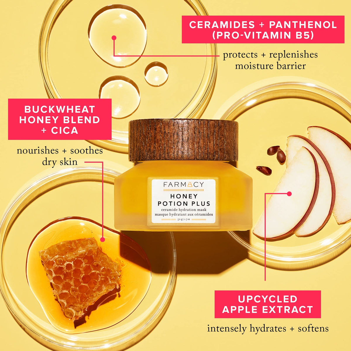 Farmacy Honey Potion application in progress smoothing across skin.