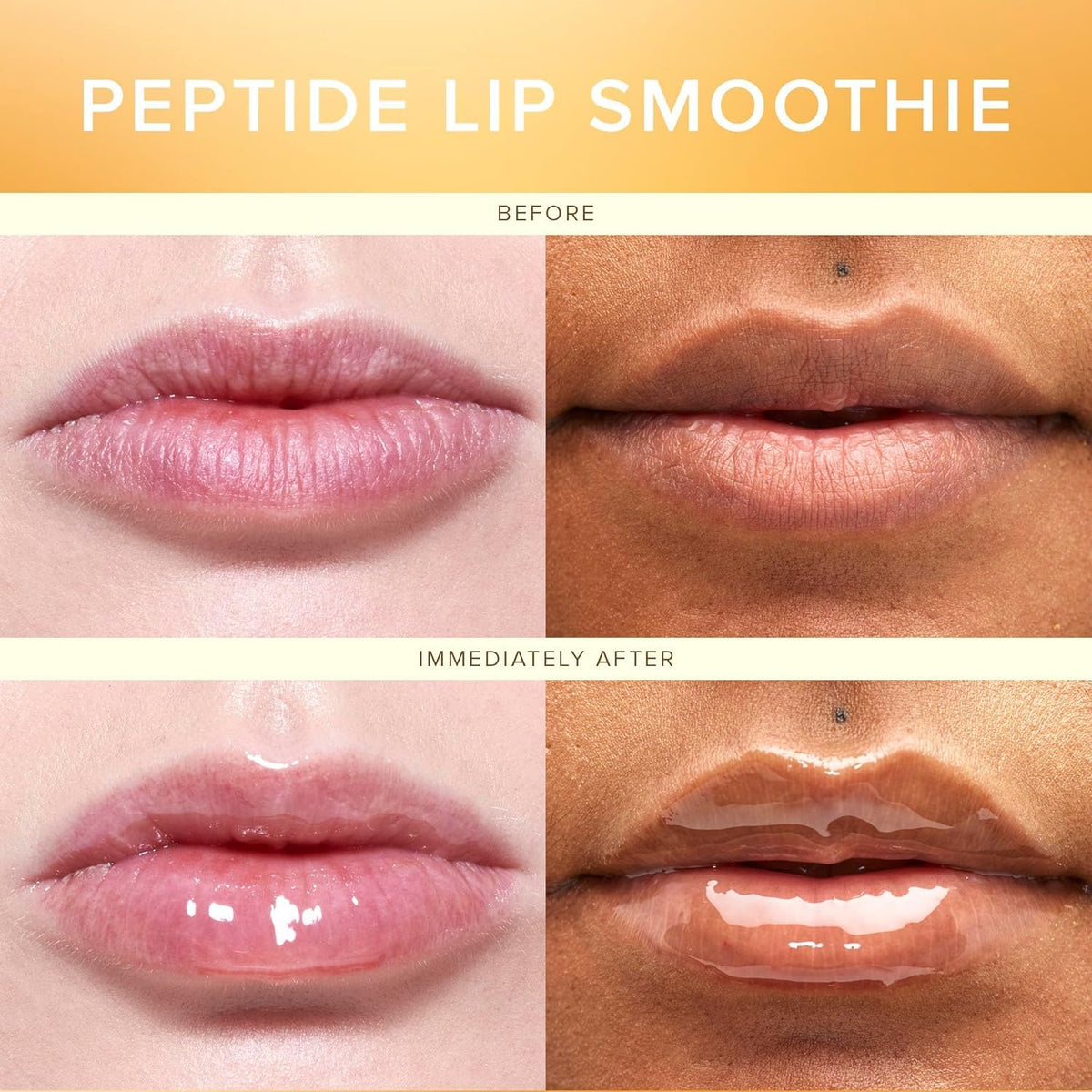 Farmacy Lip Smoothie demonstrates glossy finish after application