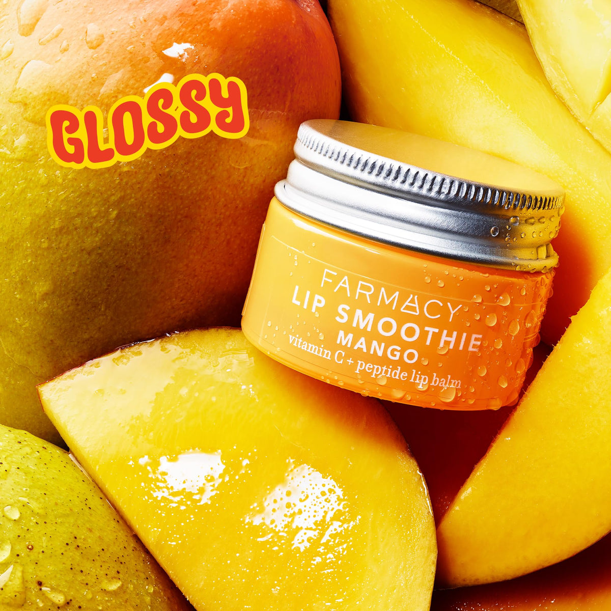 Farmacy vitamin C peptide lip balm worn on lips with high gloss