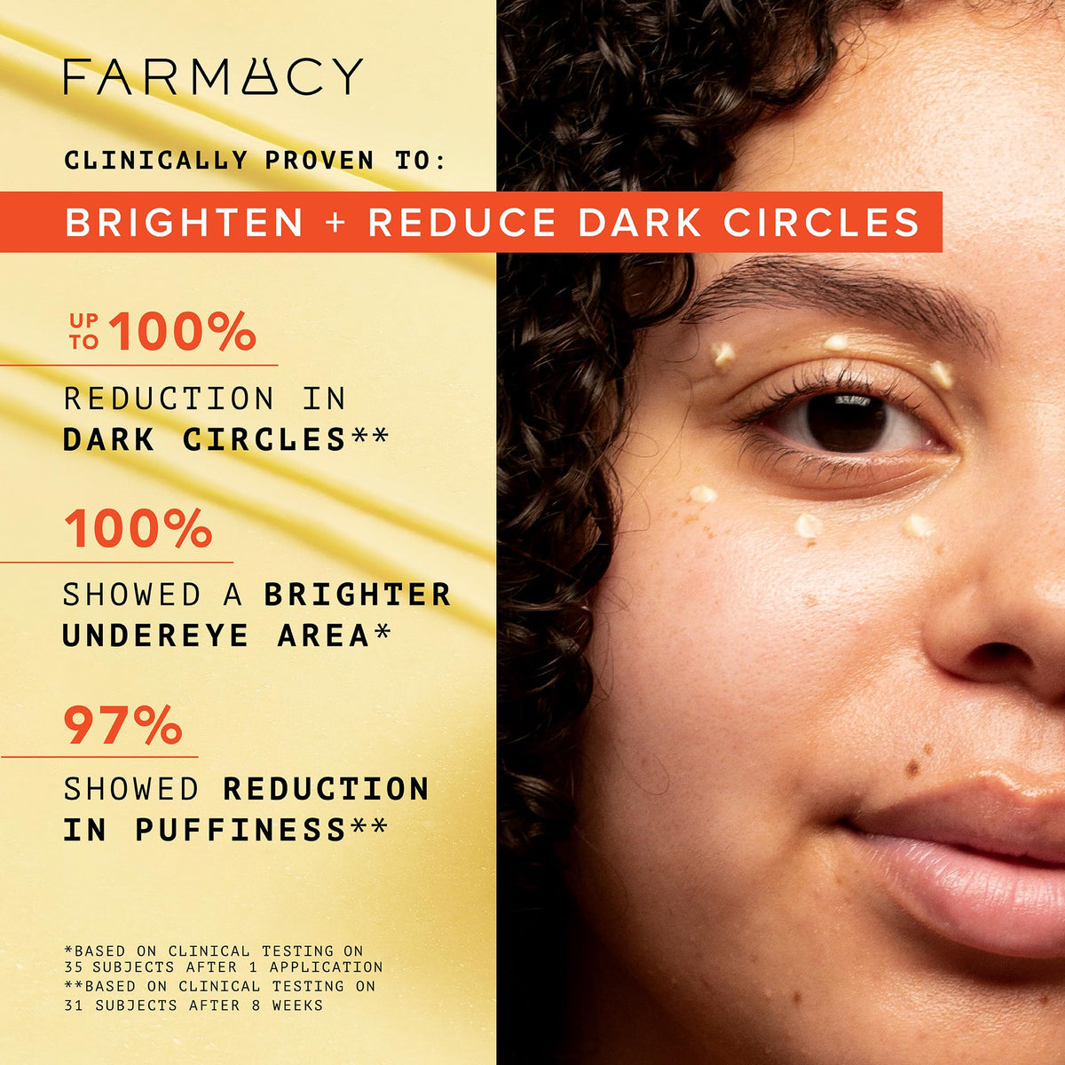 Farmacy Wake Up Honey Eye Cream caffeine and cranberry peptide smoothing crow feet
