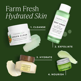 Rinsing Farmacy cleanser to reveal softer, smoother skin after cleansing.