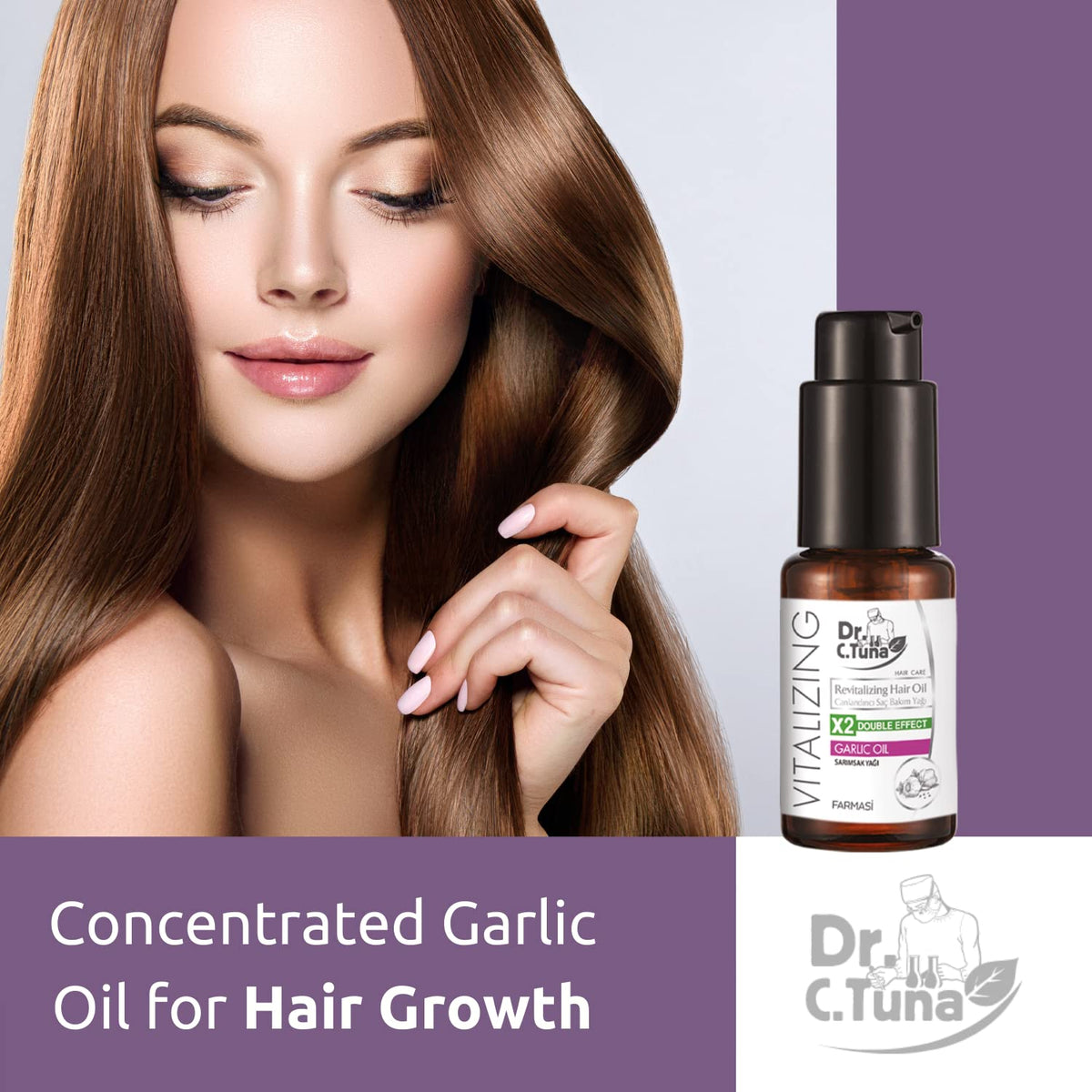 Farmasi Dr. C. Tuna garlic oil ingredients reveal vitamin-rich blend for healthier-looking hair.