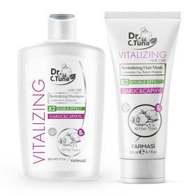 FARMASi Dr. C. Tuna Vitalizing Garlic Shampoo bottle highlighting scalp nourishment