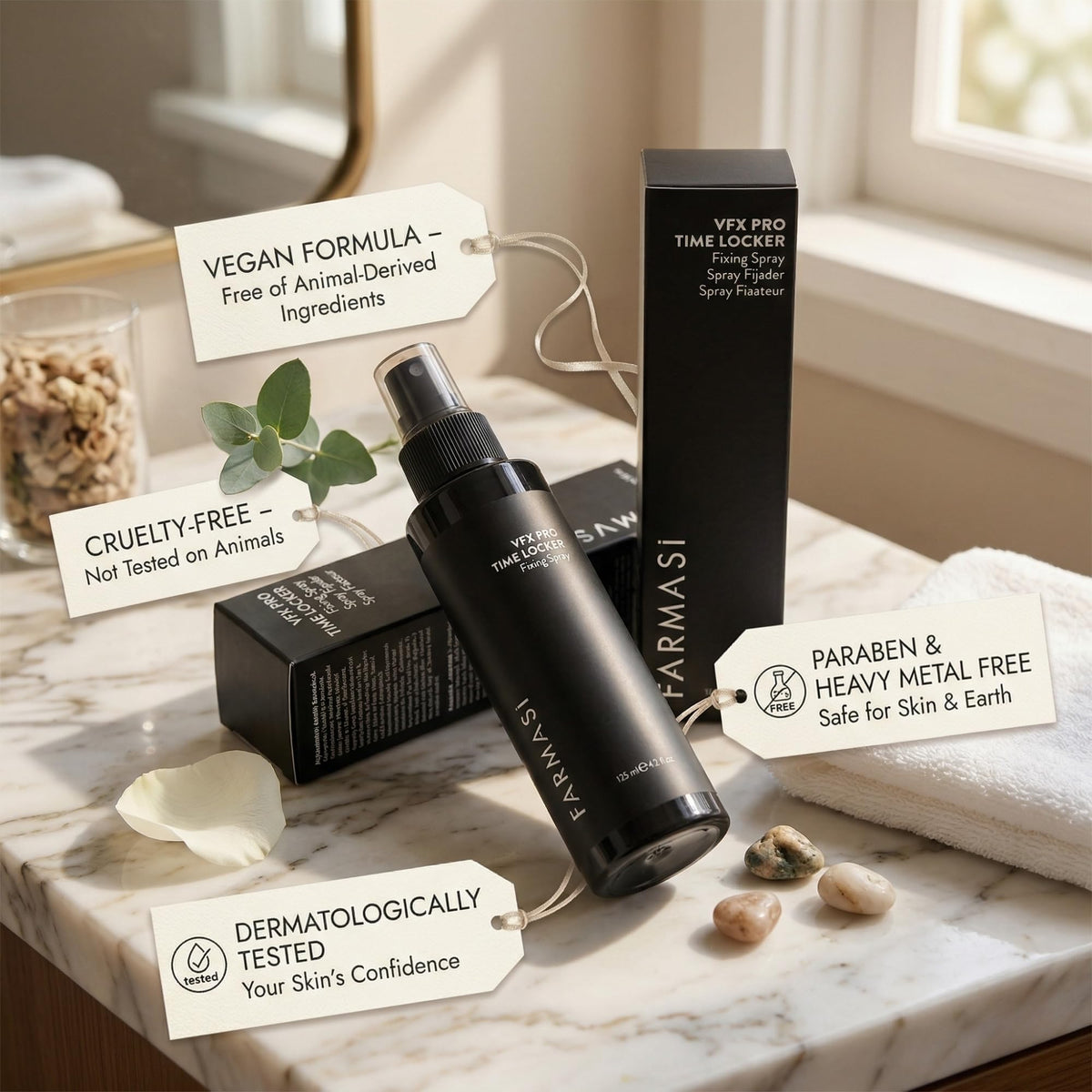 Farmasi Makeup Time Locker keeps makeup fresh all day, reducing smudges