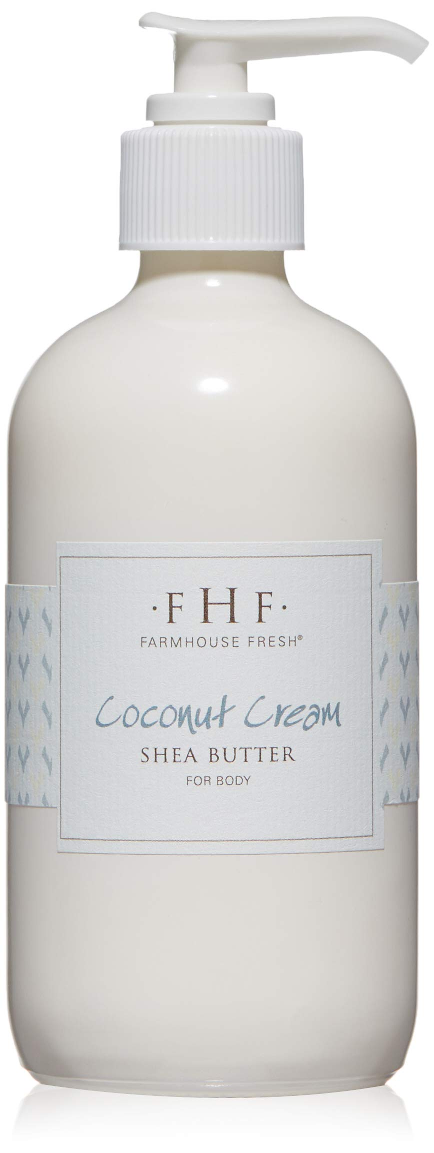 FarmHouse Fresh body lotion in coconut cream pump bottle for smooth, non-greasy hydration.