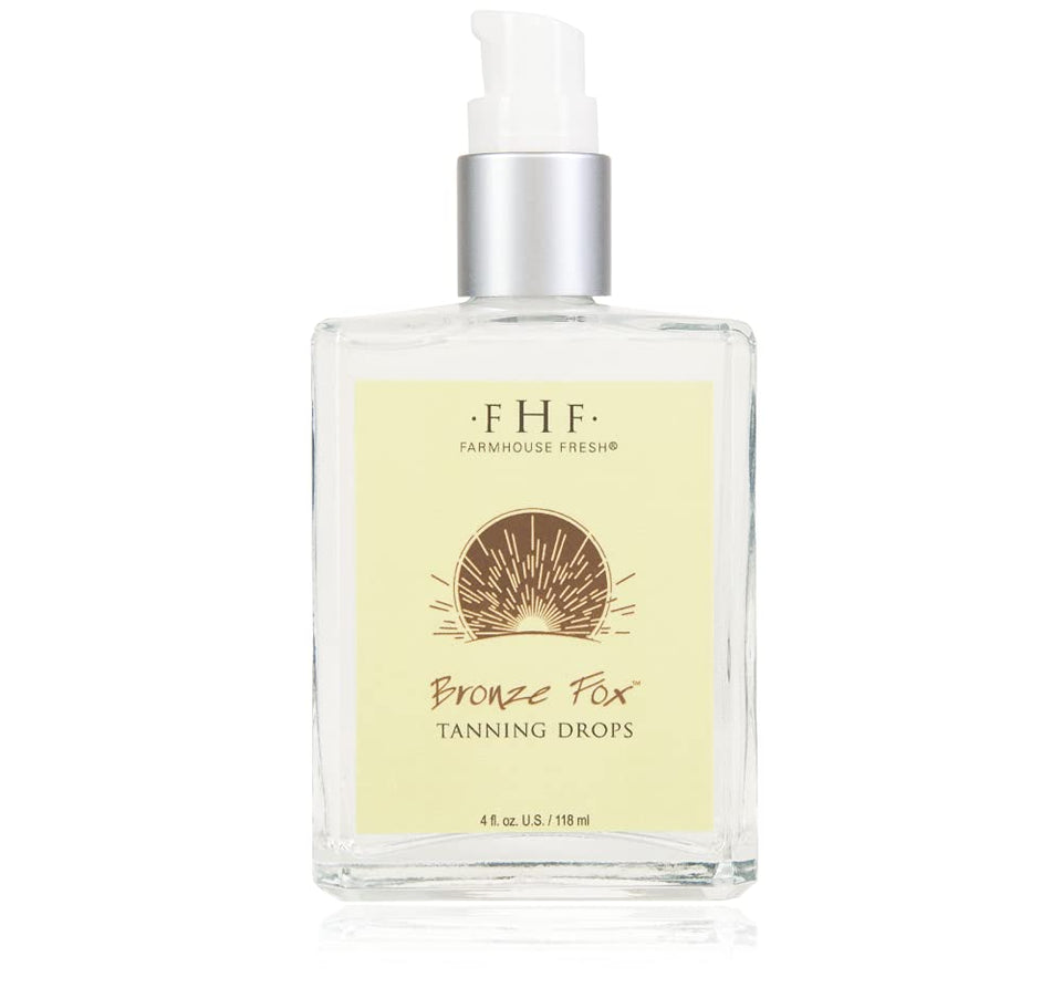 FarmHouse Fresh Bronze Fox Tanning Drops bottle for easy sunless tanning at home.