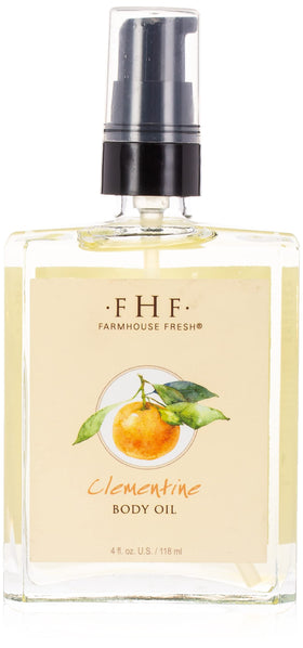 FarmHouse Fresh Clementine Body Oil bottle pour for silky, hydrated skin