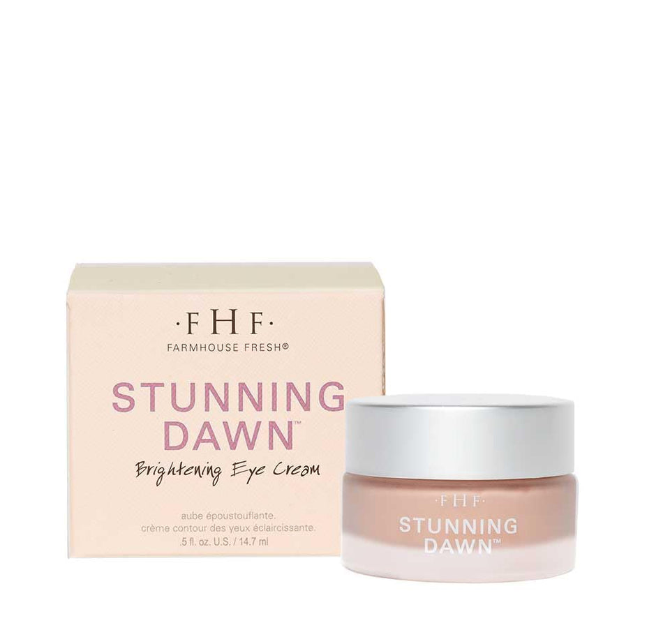 FarmHouse Fresh Eye Cream Stunning Dawn tube closeup highlights the peachy-nude sheen for bright eyes.