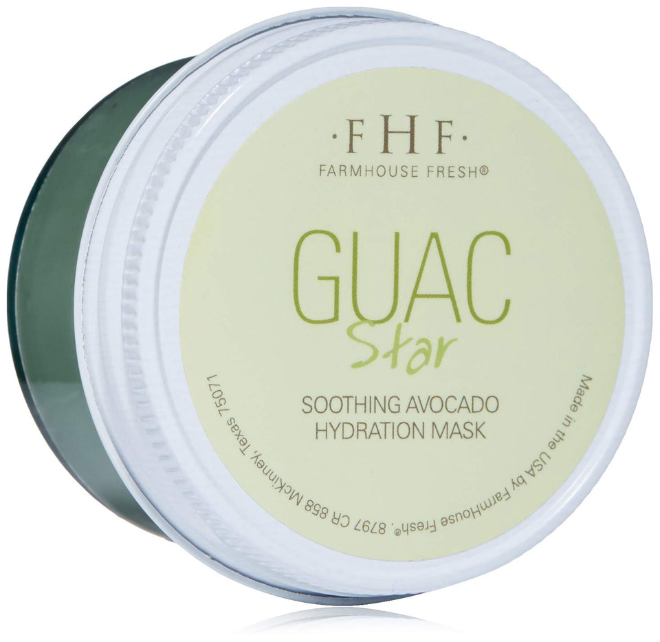FarmHouse Fresh Guac Star Mask jar closeup highlighting avocado hydration