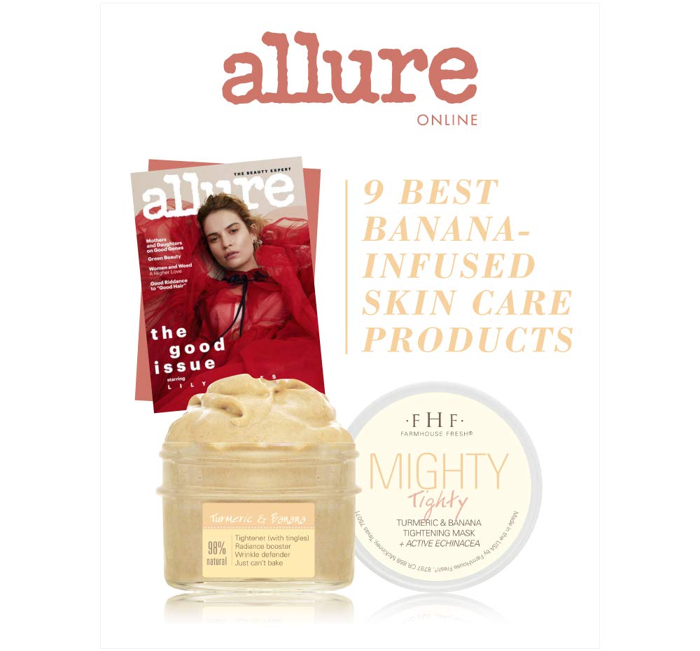 FarmHouse Fresh Mighty Tighty turmeric mask in use for radiant, refreshed skin.