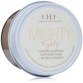 FarmHouse Fresh Mighty Tighty turmeric mask packaging highlights premium tightening action.